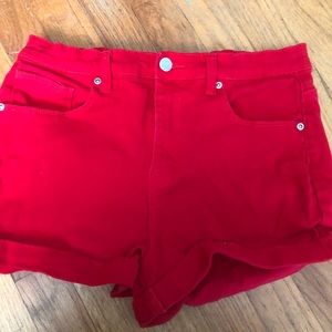 Red Jean Shorts